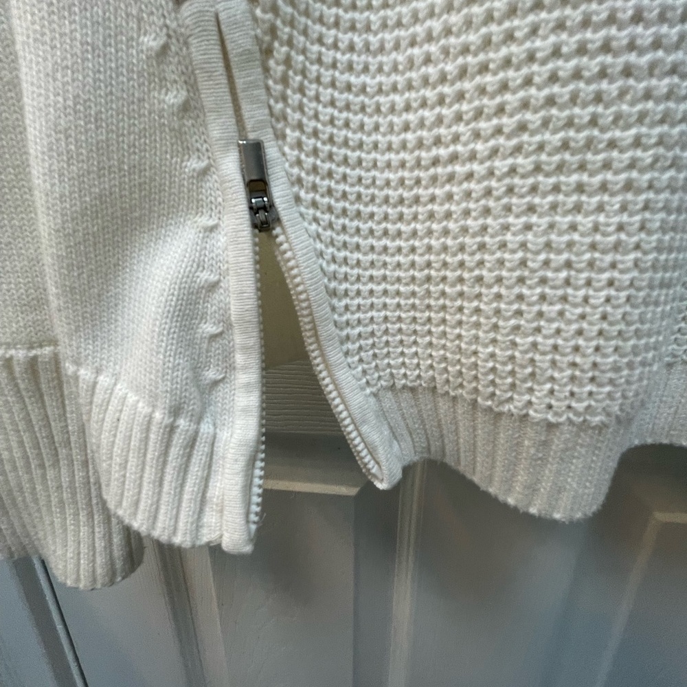 Athleta Waffle Knit Cream Cotton Blend Sweater Extra Small - Picture 3 of 7